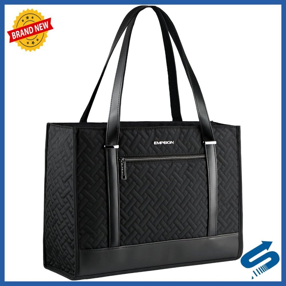 16 Inch Laptop Tote Bag, Quilted Canvas, Waterproof, Large Capacity Work Bag